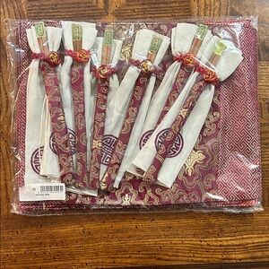 3/$25 Elegant Red and Gold Chopstick Set